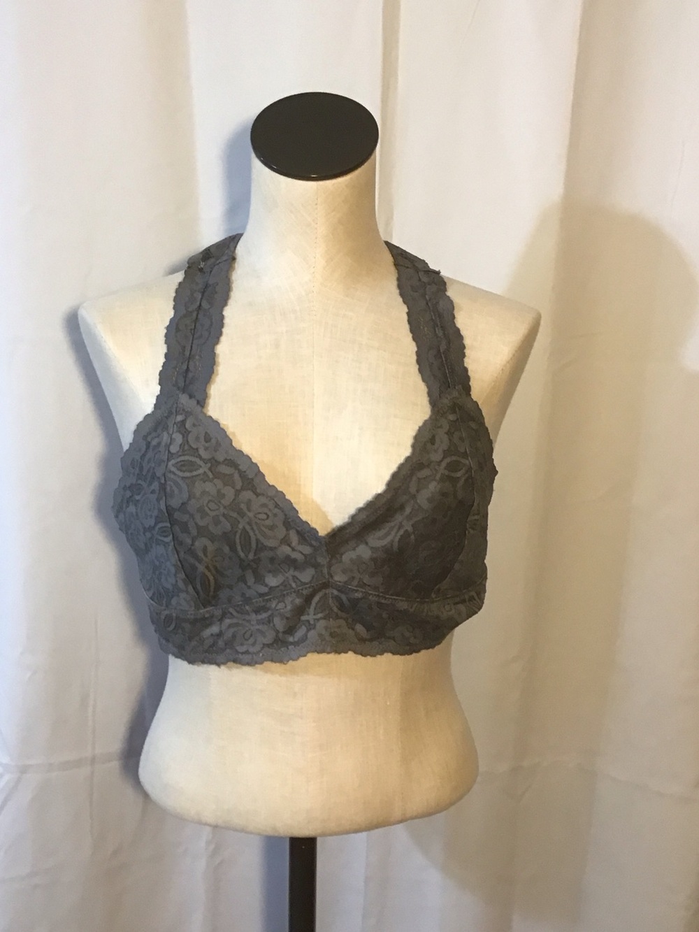 Free People Gray Lace Halter Bralette